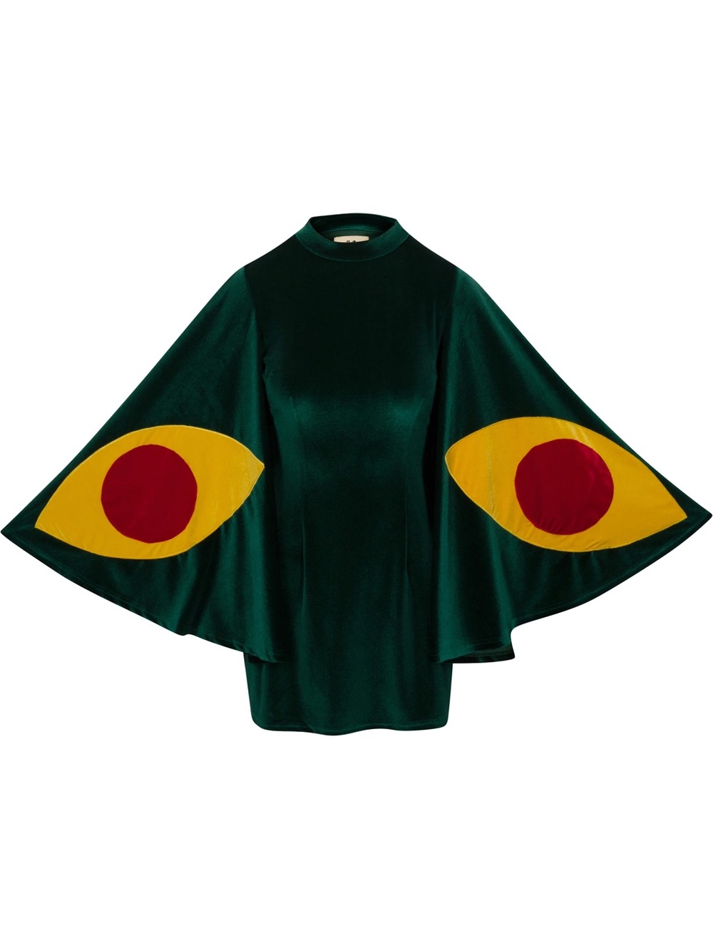 NWT 4X Mini Moth Dress - Green Velvet Wing Sleeve Dress with Graphic Eye Detail - Picture 2 of 2